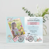 Niedlicher Kindergarten Foto Girl Graduiertenparty Einladung (Stehend Vorderseite)