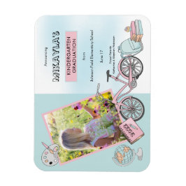 Niedlicher Kindergarten Foto Rosa | Blauer Abschlu Magnet