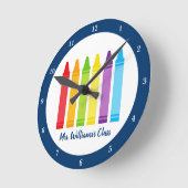 Niedlicher Kindergarten Lehrer Custom Crayon Unter Runde Wanduhr (Winkel)