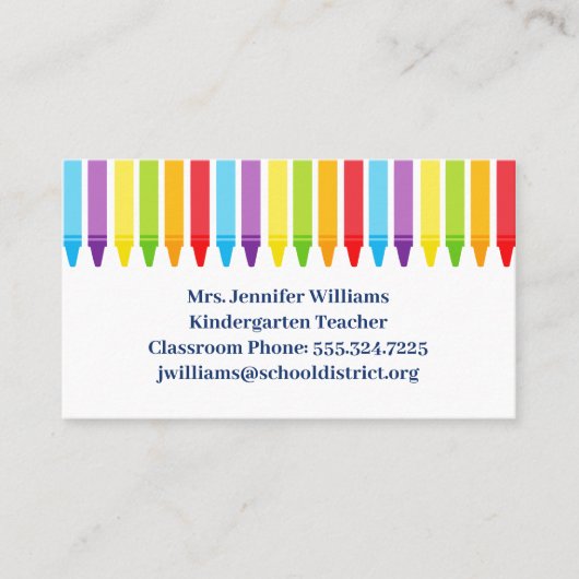Niedlicher Kindergartenlehrer Crayon Visitenkarte (Vorderseite)