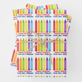 Niedlicher Kindergartenlehrer Custom Crayon Geburt Geschenkpapier Set