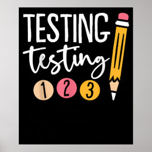 Niedlicher Kindergartenlehrer Schwarzer Testtag Poster
