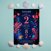 Niedlicher Kindergeburtstag der Blauen Ozeane Einladung