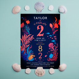 Niedlicher Kindergeburtstag der Blauen Ozeane Einladung