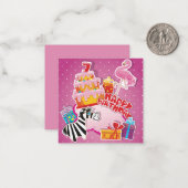 Niedlicher Kindergeburtstag Mitteilungskarte (Vorderseite/Rückseite Beispiel)