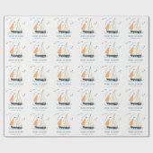 Niedlicher Kindergeburtstag Nautical Blue Sailboat Geschenkpapier (Flach)