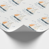 Niedlicher Kindergeburtstag Nautical Blue Sailboat Geschenkpapier (Ecke)