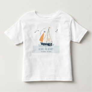Niedlicher Kindergeburtstag Nautical Blue Sailboat Kleinkind T-shirt