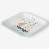 Niedlicher Kindergeburtstag Nautical Blue Sailboat Pappteller (Gewinkelt)