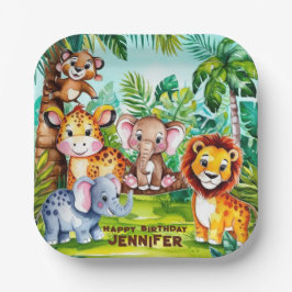 Niedlicher Kindergeburtstag Party Jungle Safari Pappteller