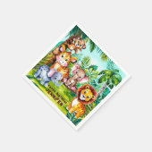Niedlicher Kindergeburtstag Party Jungle Safari Serviette (Ecke)