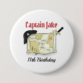 Niedlicher Kindergeburtstag Party Pirate Gefallen Button (Vorderseite)