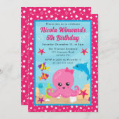 Niedlicher Kindergeburtstag unter Wasser Einladung (Vorne/Hinten)