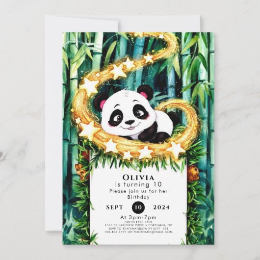 Niedlicher Kinderpanda zum Geburtstag Einladung (Vorderseite)