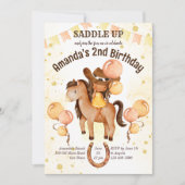 Niedlicher Kindersattel zum Geburtstag einladen Einladung (Vorderseite)