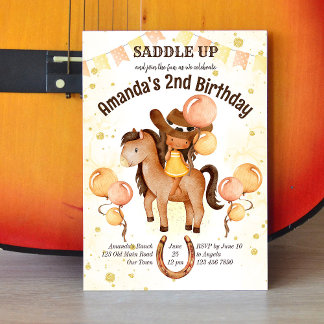 Niedlicher Kindersattel zum Geburtstag einladen Einladung
