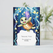 Niedlicher Kinderschildkröte zum Geburtstag Dankeskarte (Stehend Vorderseite)