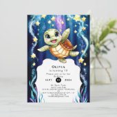 Niedlicher Kinderschildkröte zum Geburtstag Einladung (Stehend Vorderseite)