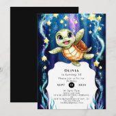 Niedlicher Kinderschildkröte zum Geburtstag Einladung (Vorne/Hinten)