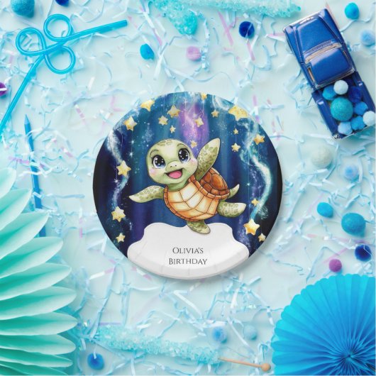 Niedlicher Kinderschildkröte zum Geburtstag Pappteller (Party)