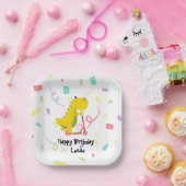 Niedlicher Kinderwagen Dinosaurier Roller Geburtst Pappteller (Party)