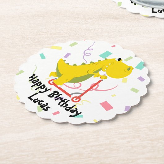 Niedlicher Kinderwagen Dinosaurier Roller Geburtst Untersetzer (angewinkelt)