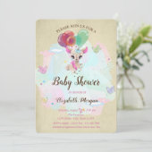 Niedlicher Kinderwunsch, Balloons, Schmetterlingsw Einladung (Stehend Vorderseite)