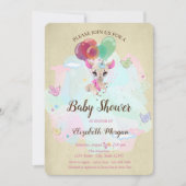 Niedlicher Kinderwunsch, Balloons, Schmetterlingsw Einladung (Vorderseite)