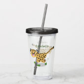 Niedlicher Kinderzettel mit Cartoon-Abbildung Acryltrinkbecher (Rückseite)