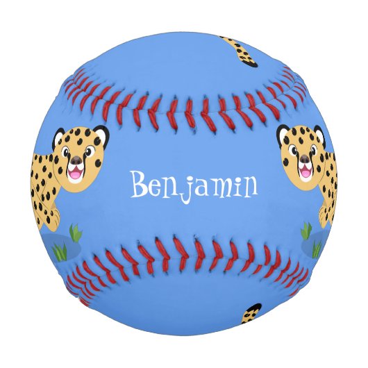 Niedlicher Kinderzettel mit Cartoon-Abbildung Baseball (Vorderseite)