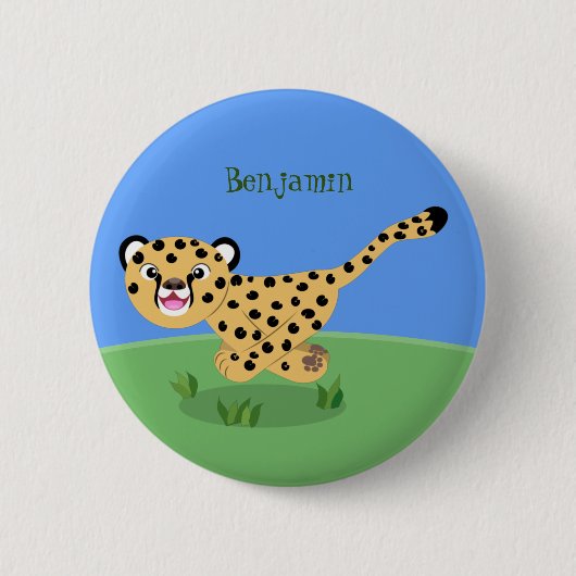 Niedlicher Kinderzettel mit Cartoon-Abbildung Button (Vorderseite)