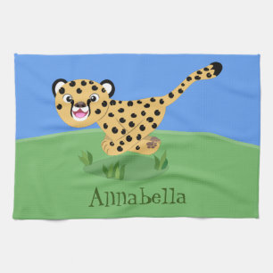 Niedlicher Kinderzettel mit Cartoon-Abbildung Geschirrtuch