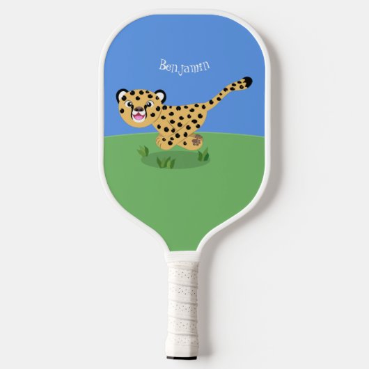 Niedlicher Kinderzettel mit Cartoon-Abbildung Pickleball Schläger (Rückseite)