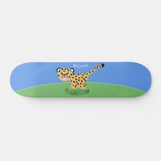 Niedlicher Kinderzettel mit Cartoon-Abbildung Skateboard (Horizontal)