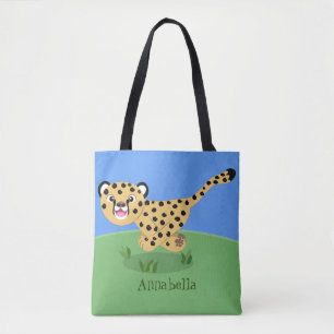 Niedlicher Kinderzettel mit Cartoon-Abbildung Tasche