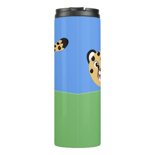 Niedlicher Kinderzettel mit Cartoon-Abbildung Thermosbecher (Rückseite)