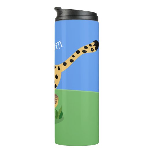 Niedlicher Kinderzettel mit Cartoon-Abbildung Thermosbecher (Nach rechts gedreht)