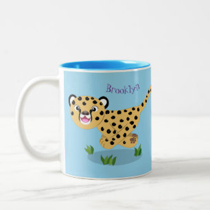 Niedlicher Kinderzettel mit Cartoon-Abbildung Zweifarbige Tasse