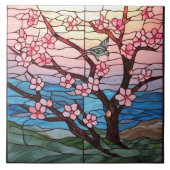 niedlicher Kirschblütenbaum Fliese (Vorderseite)