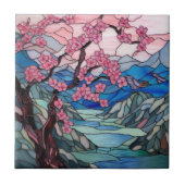 niedlicher Kirschblütenbaum Fliese (Vorderseite)