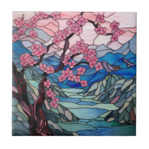niedlicher Kirschblütenbaum Fliese
