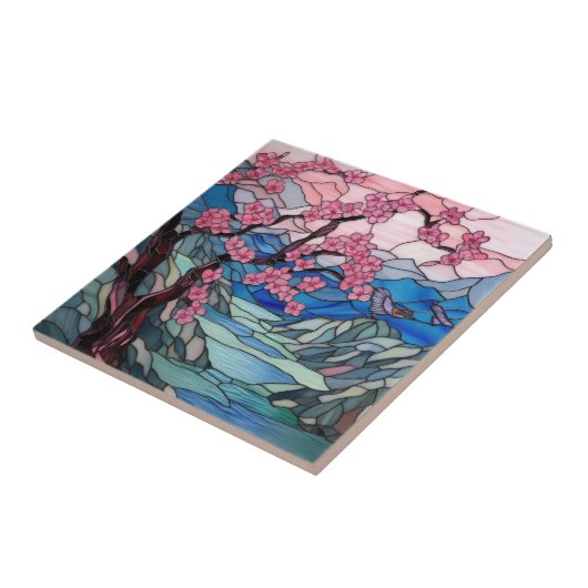 niedlicher Kirschblütenbaum Fliese (Seite)