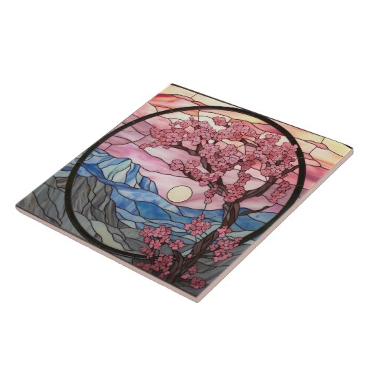 niedlicher Kirschblütenbaum Fliese (Seite)