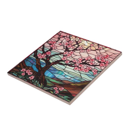 niedlicher Kirschblütenbaum Fliese (Seite)