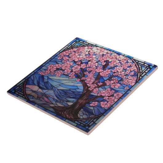 niedlicher Kirschblütenbaum Fliese (Seite)