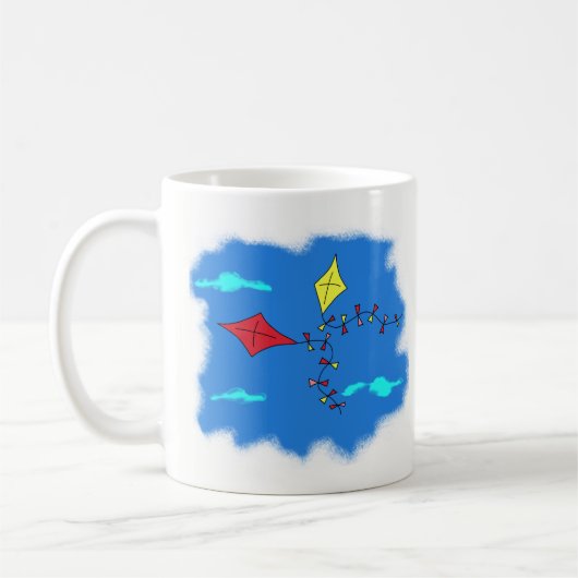 Niedlicher Kite Zeichnend Kindname Kaffeetasse (Links)