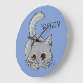 Niedlicher Kitten individuelle Name und Farbwanduh Große Wanduhr (Winkel)
