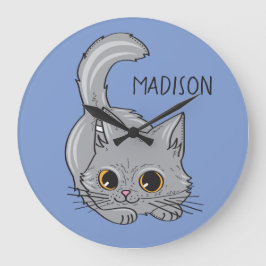 Niedlicher Kitten individuelle Name und Farbwanduh Große Wanduhr