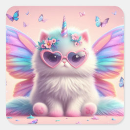 Niedlicher Kitty-Aufkleber Quadratischer Aufkleber