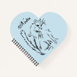 Niedlicher Kitty Cartoon Blue Heart Shapal Spiral Notizblock